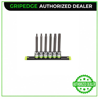 GRIPEDGE HBS6LS RPT Long SAE Hex Driver Set - 6-Pc 3/8’’ Drive