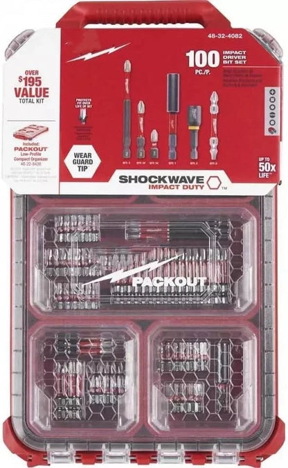 Milwaukee 48-32-4082 SHOCKWAVE Impact Duty Driver Bit PACKOUT Set-100PC