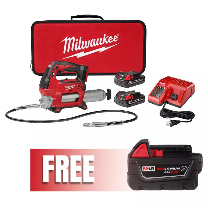 Milwaukee 2646-22CT M18 2-Speed Cordless Grease Gun Kit w/ 3 Batteries