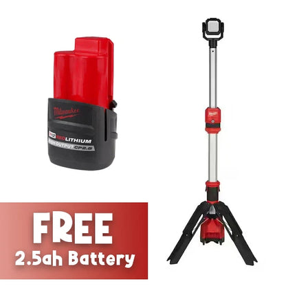 Milwaukee 2132-20 ROCKET LED Stand Work Light M12 Lithium-Ion Cordless 1400 Lumen + 2.5ah Battery