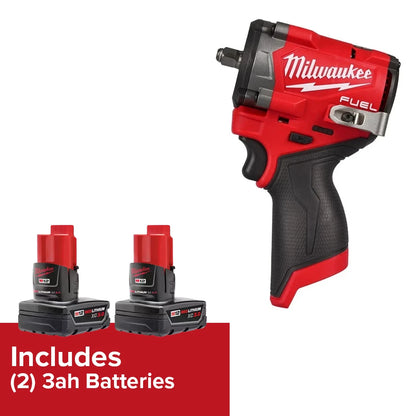 Milwaukee M12 FUEL 3/8" 2562-20 GEN 2 Stubby Impact Wrench + (2) 3ah Batteries