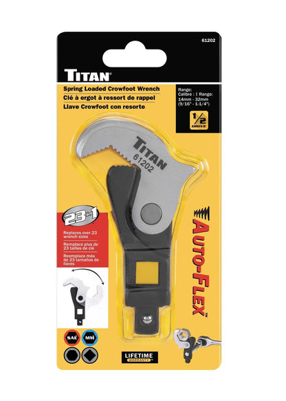 Titan Tools 61202 1/2" Drive Auto-Flex Spring-Loaded Crowfoot Wrench