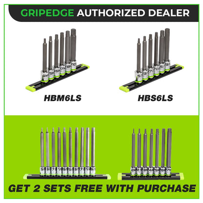 Grip Edge RPT HEX Driver Set 3/8" Dr Metric & SAE + 2 Free Long 1/4" Dr Sets