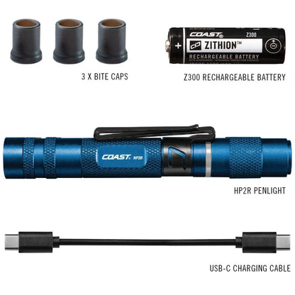 COAST Products HP2R 280 Lumen Rechargeable Penlight with Twist Focus - Blue