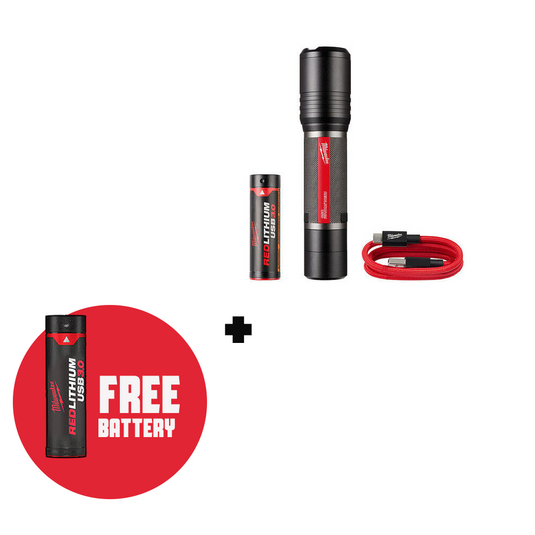 Milwaukee 2162-21 Redlithium USB Rechargeable Slide Focus Flashlight + Free Battery