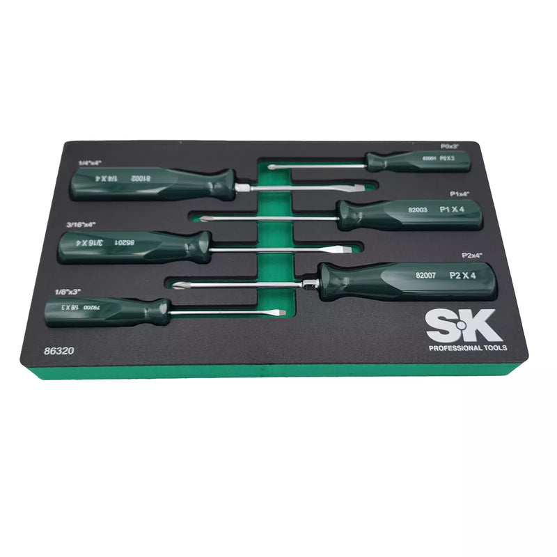 Load image into Gallery viewer, SK TOOLS 86320 Suregrip Screwdriver Set - 6pc + Eva Foam Tray
