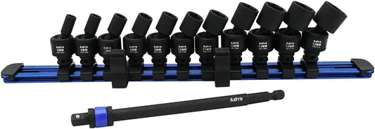 Astro Tools 78111 12pc 1/4" Square & Hex Drive Magnetic Universal 6pt Impact Socket Set for Impact Wrenches & Drivers