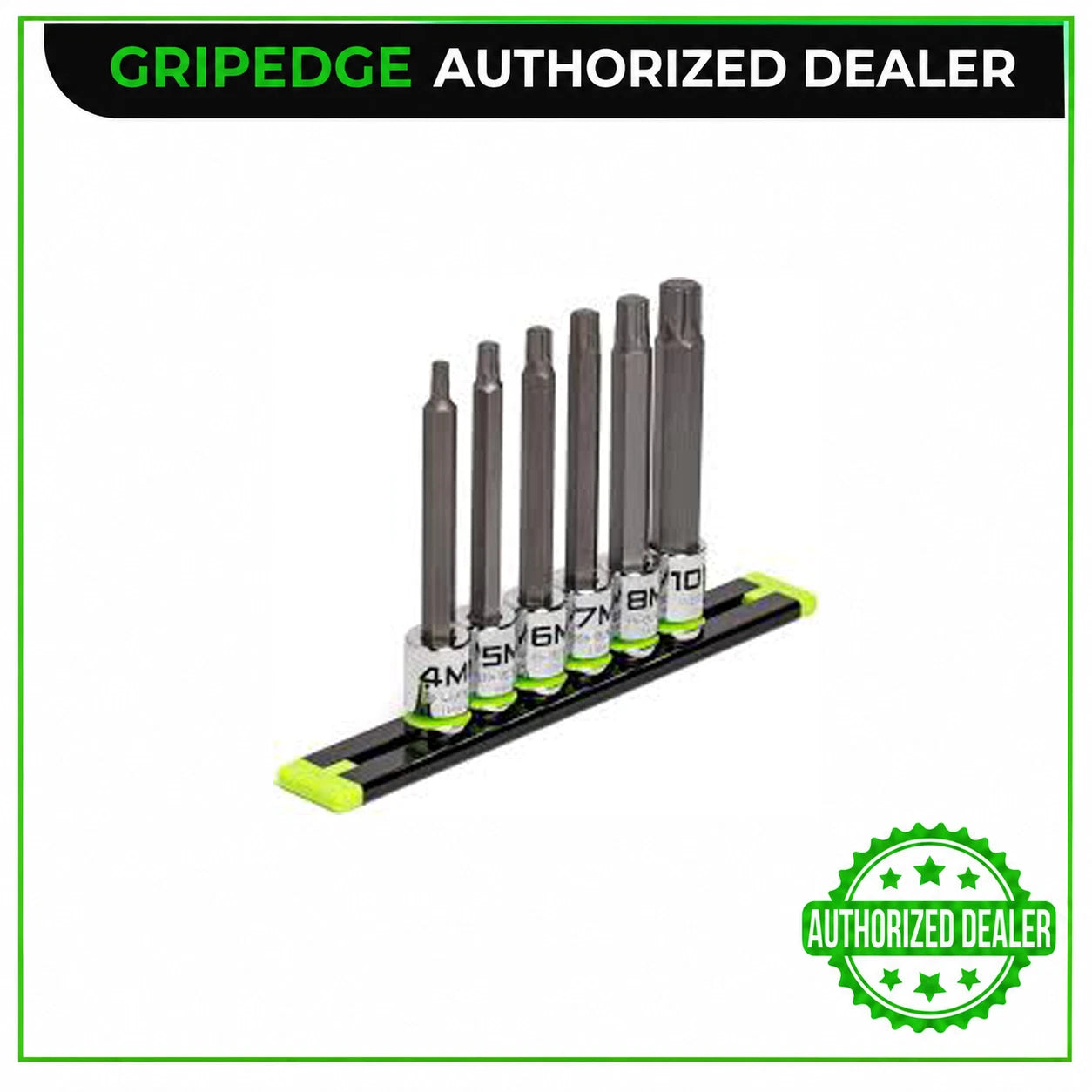 GRIPEDGE HBM6LS RPT Long Metric Hex Driver Set - 6-Pc 3/8’’ Drive