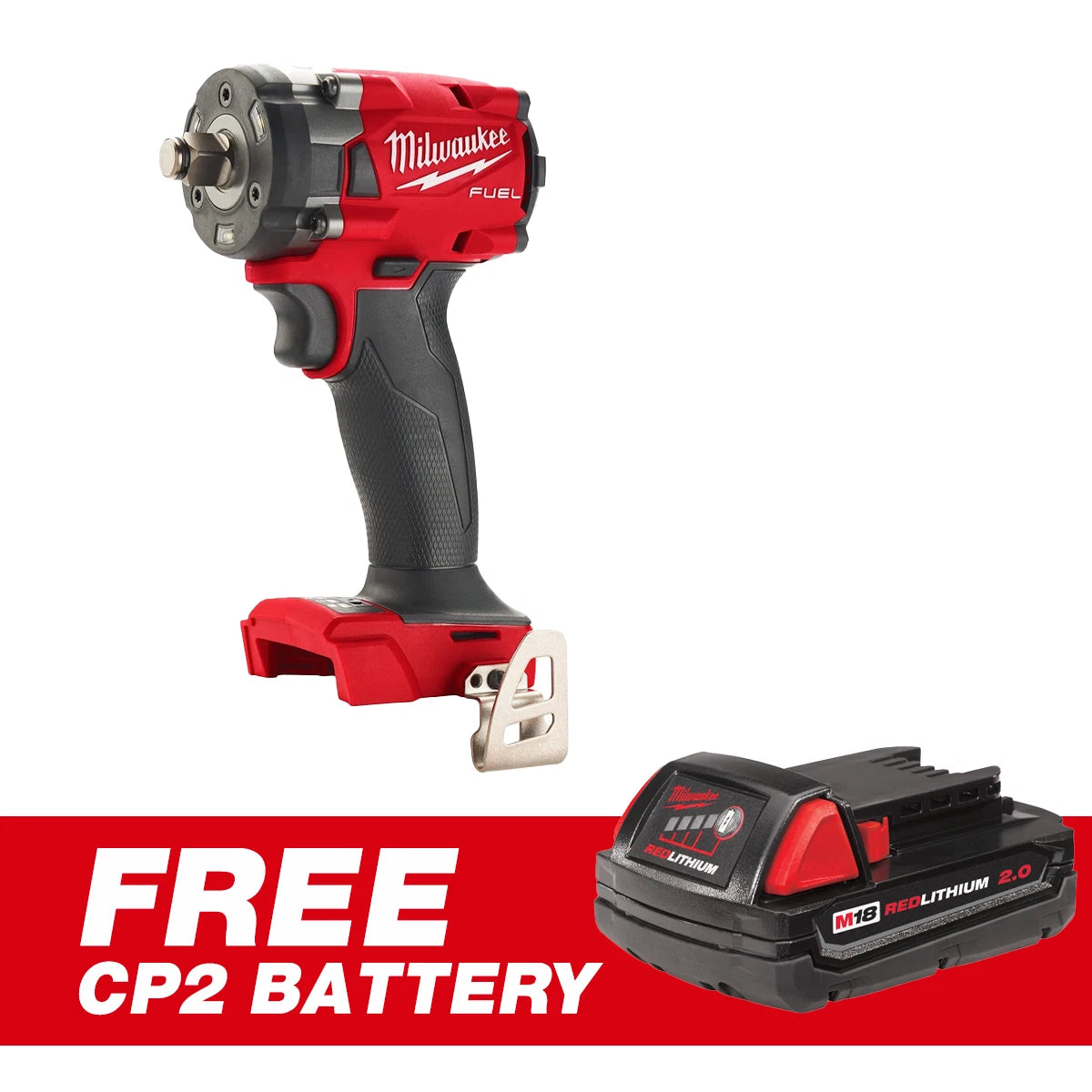 Milwaukee 2855-20 M18 FUEL 1/2" Compact Impact Wrench + 2ah Battery