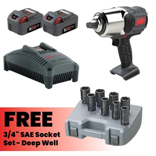 Ingersoll Rand W8171-K2 20v 3/4" Drive Cordless Impact + 3/4" Socket Set 8pc