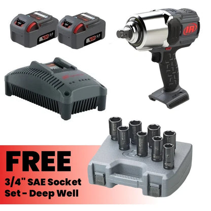 Ingersoll Rand W8171-K2 20v 3/4" Drive Cordless Impact + 3/4" Socket Set 8pc