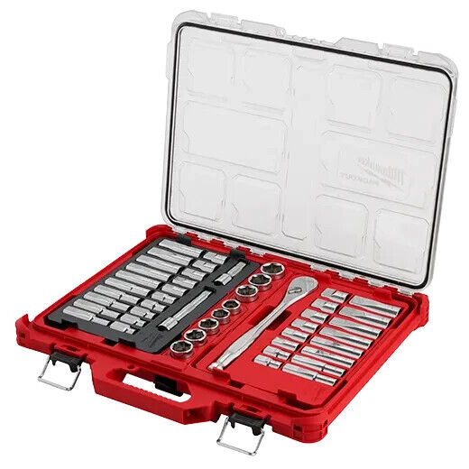 Load image into Gallery viewer, Milwaukee 48-22-9487 Metric &amp; SAE Ratchet Packout Socket Set 1/2” Drive
