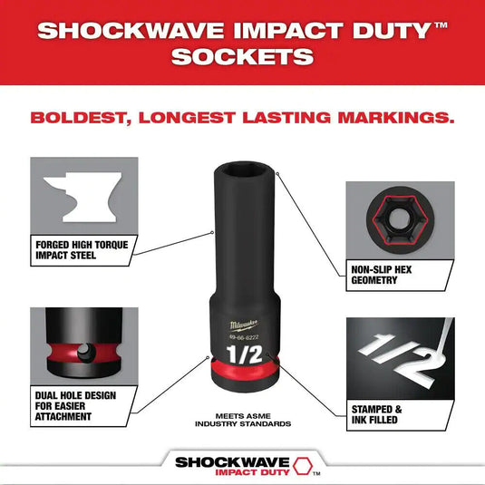 Milwaukee 49-66-6806 SHOCKWAVE Impact Socket PACKOUT Kit - 1/2" Drive 31pc