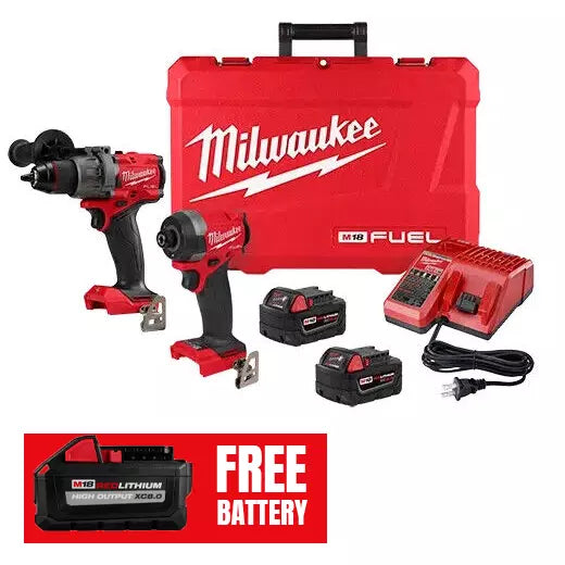 Load image into Gallery viewer, Milwaukee 3697-22 M18 FUEL 1/2&quot; Hammer Drill &amp; 1/4&quot; Hex Driver Kit +FREE BATTERY
