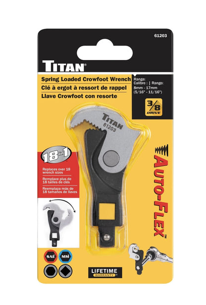 Titan Tools 61203 3/8" Drive Auto-Flex Spring-Loaded Crowfoot Wrench