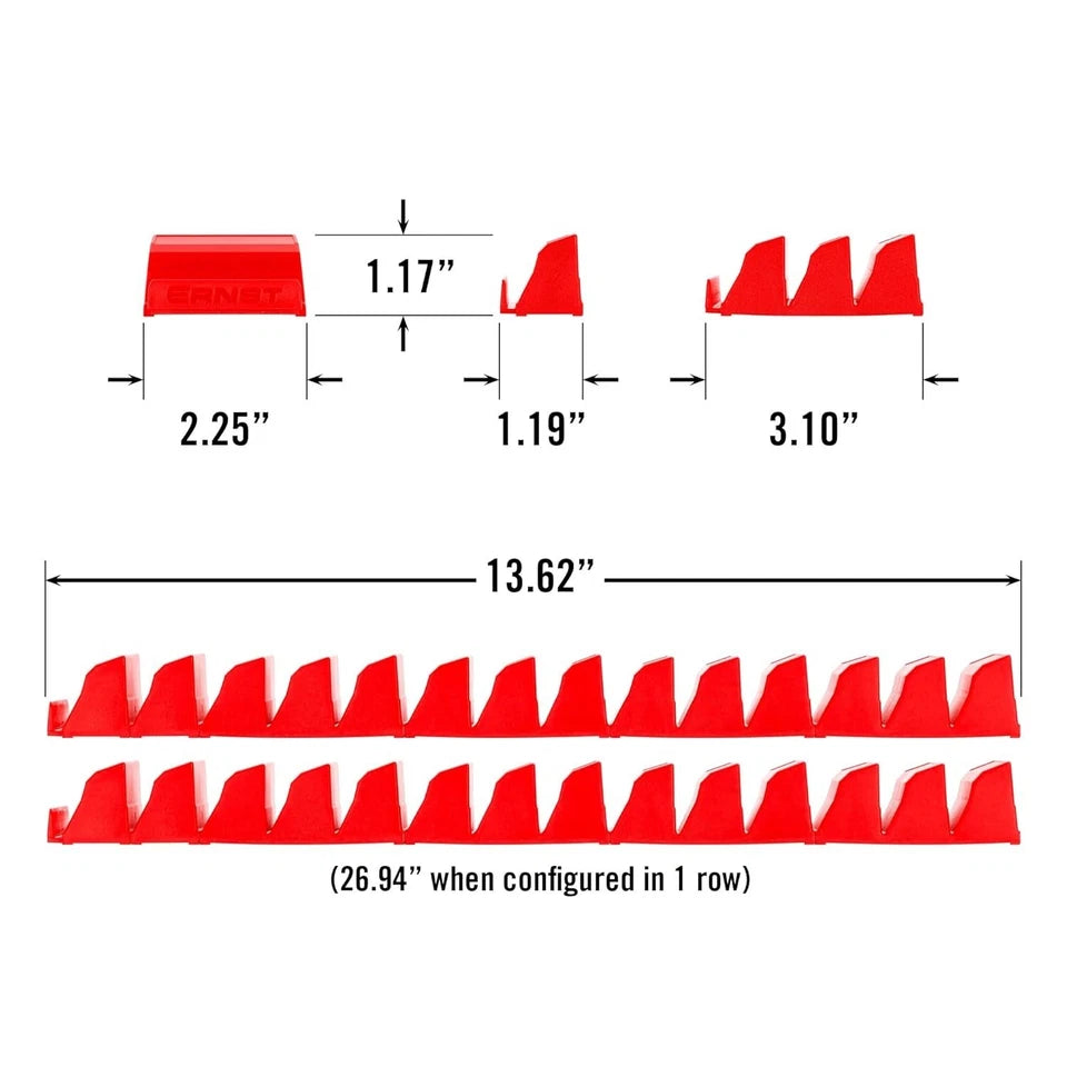 Ernst 5613M Screwdriver Pro 26 Tool Magnetic Storage Organizer Red