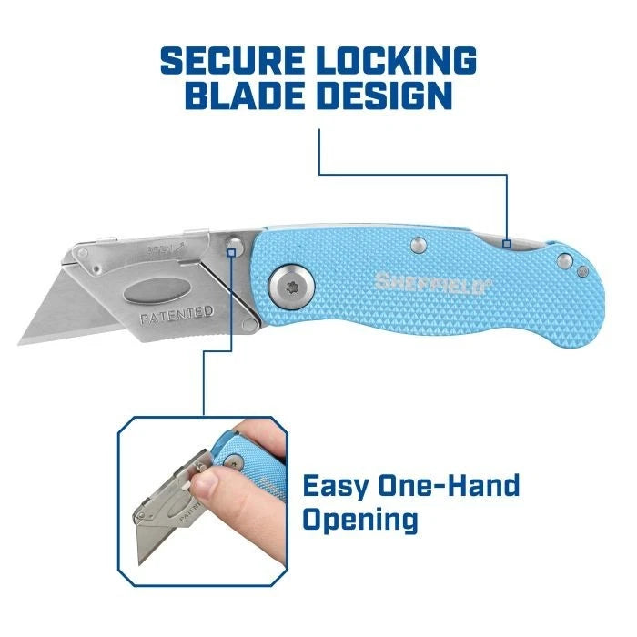 Sheffield 12336 Lockback Utility Knife - Light Blue