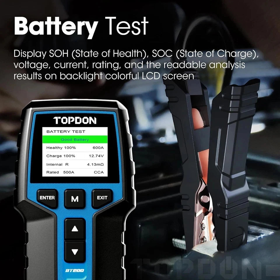 TOPDON BT200 12V Car Battery Load Tester Cranking Charging System Analyzer