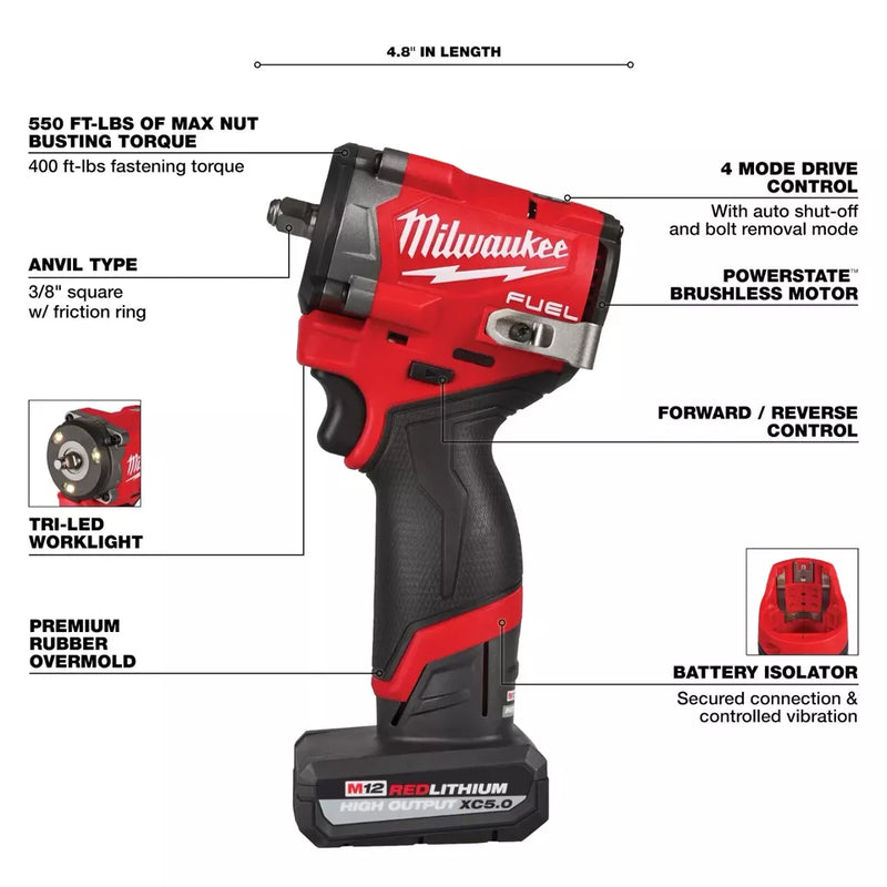 Load image into Gallery viewer, Milwaukee M12 FUEL 3/8&quot; 2562-20 GEN 2 (2024) Stubby Impact Wrench - Tool Only
