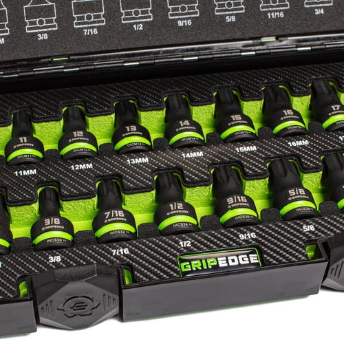 GRIPEDGE MIHC17S 17 Piece Master 1/2" Drive Impact RPT Hex Driver Set