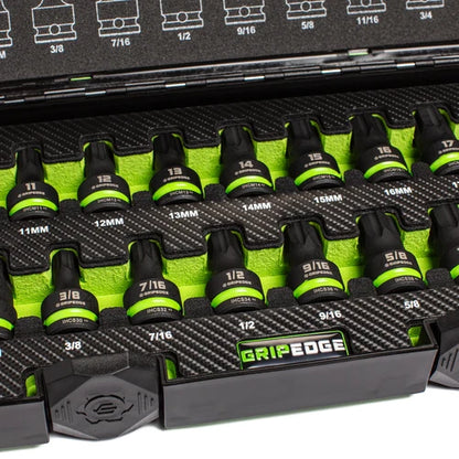 GRIPEDGE MIHC17S 17 Piece Master 1/2" Drive Impact RPT Hex Driver Set