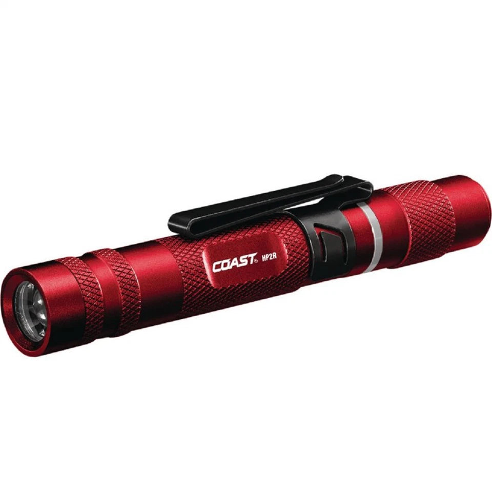 COAST Flashlights HP2R 280 Lumen Rechargeable Penlight with Twist Focus - Red