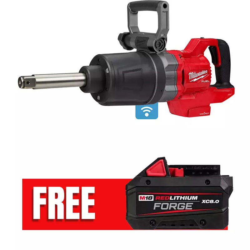 Load image into Gallery viewer, Milwaukee 2869-20 M18 FUEL 1&quot; Cordless Extended Anvil High Torque Impact Wrench + 8ah Forge battery
