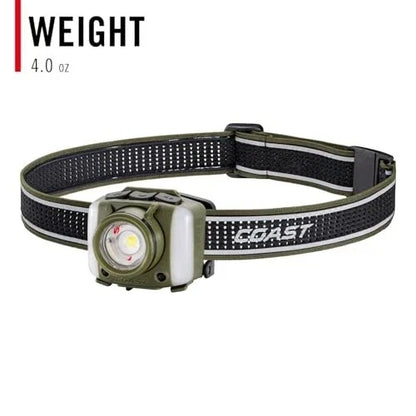 Coast 31299 FL95R 1250 Lumen Rechargeable Plus LED Headlamp Green Red Area Light Mode