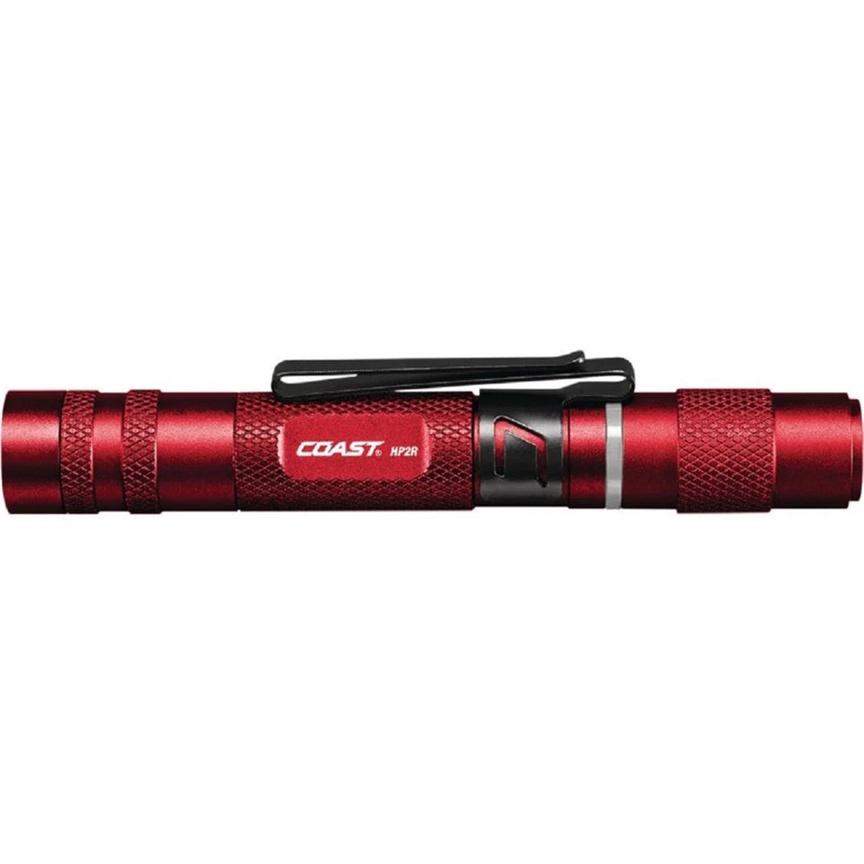 COAST Flashlights HP2R 280 Lumen Rechargeable Penlight with Twist Focus - Red