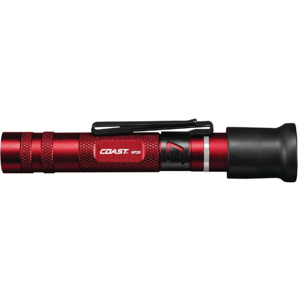 COAST Flashlights HP2R 280 Lumen Rechargeable Penlight with Twist Focus - Red