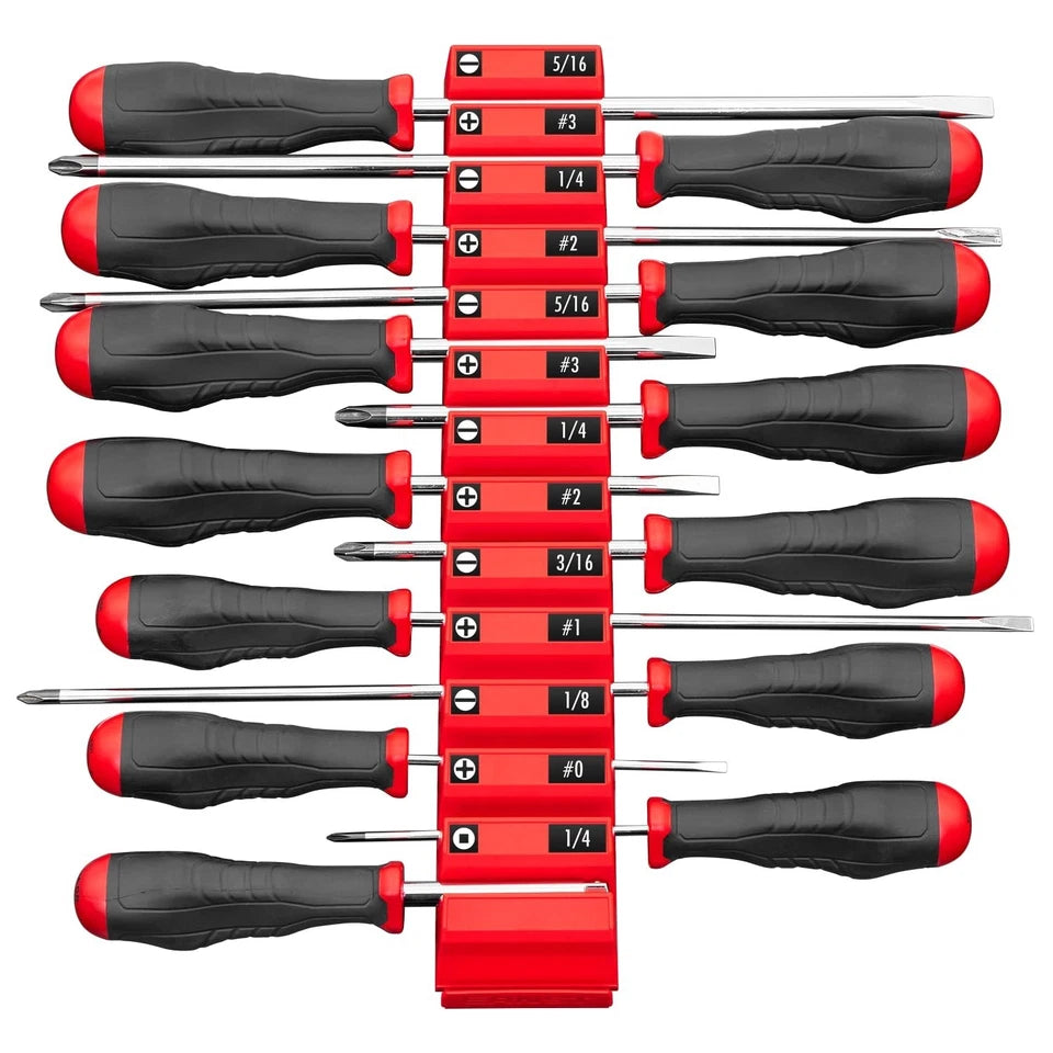 ERNST 5601M 13 Tool Magnetic Screwdriver Pro Tool Organizer- Red