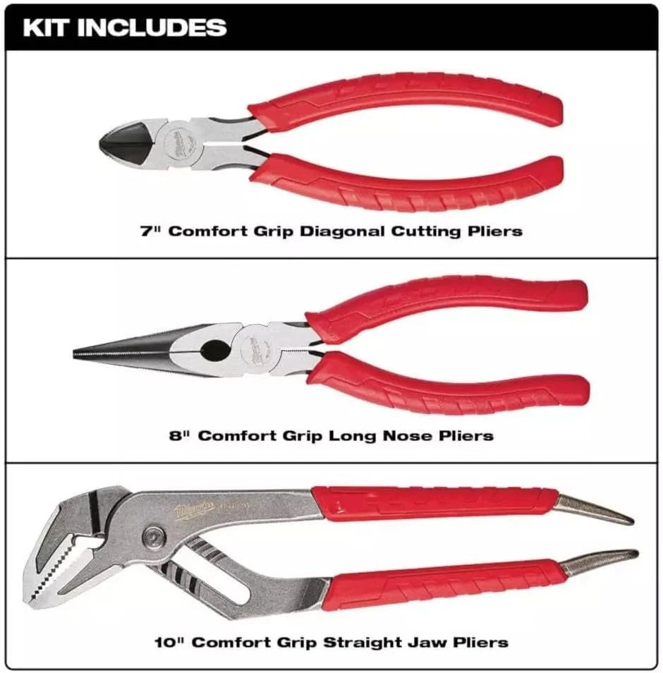 Milwaukee Tool 48-22-6331 Pliers Kit Comfort Grip (3-Piece)