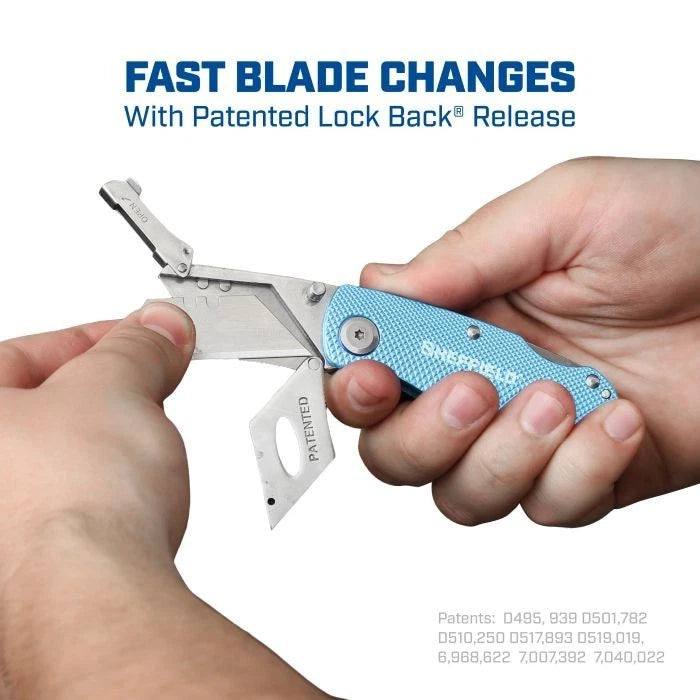 Sheffield 12336 Lockback Utility Knife - Light Blue