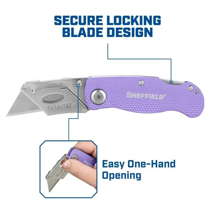 Sheffield 12343 Lockback Utility Knife - Purple