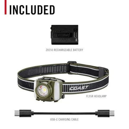 Coast 31299 FL95R 1250 Lumen Rechargeable Plus LED Headlamp Green Red Area Light Mode