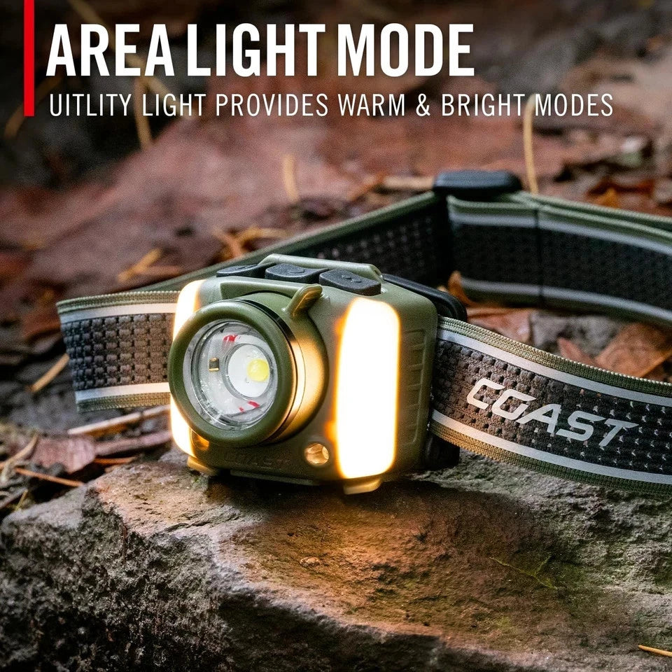 Coast 31299 FL95R 1250 Lumen Rechargeable Plus LED Headlamp Green Red Area Light Mode