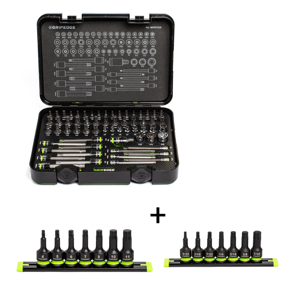 GRIPEDGE Master RPT Hex & Star Driver 62pc + 3/8" Metric & SAE Hex Driver Set
