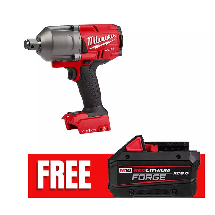 Milwaukee 2864-20 M18 FUEL ONE-KEY 18V Lithium-Ion Brushless Cordless 3/4 in. Impact Wrench + 8ah Free Battery