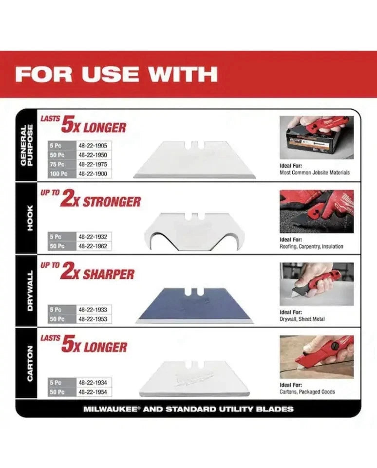 Milwaukee Tool 48-22-1505D Fastback 6-In-1 Folding Utility Knife (2-pack)
