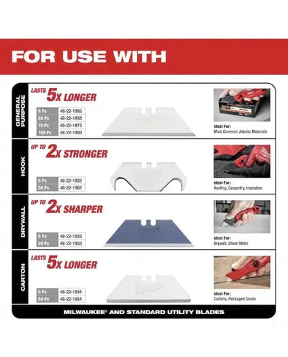 Milwaukee Tool 48-22-1505D Fastback 6-In-1 Folding Utility Knife (2-pack)