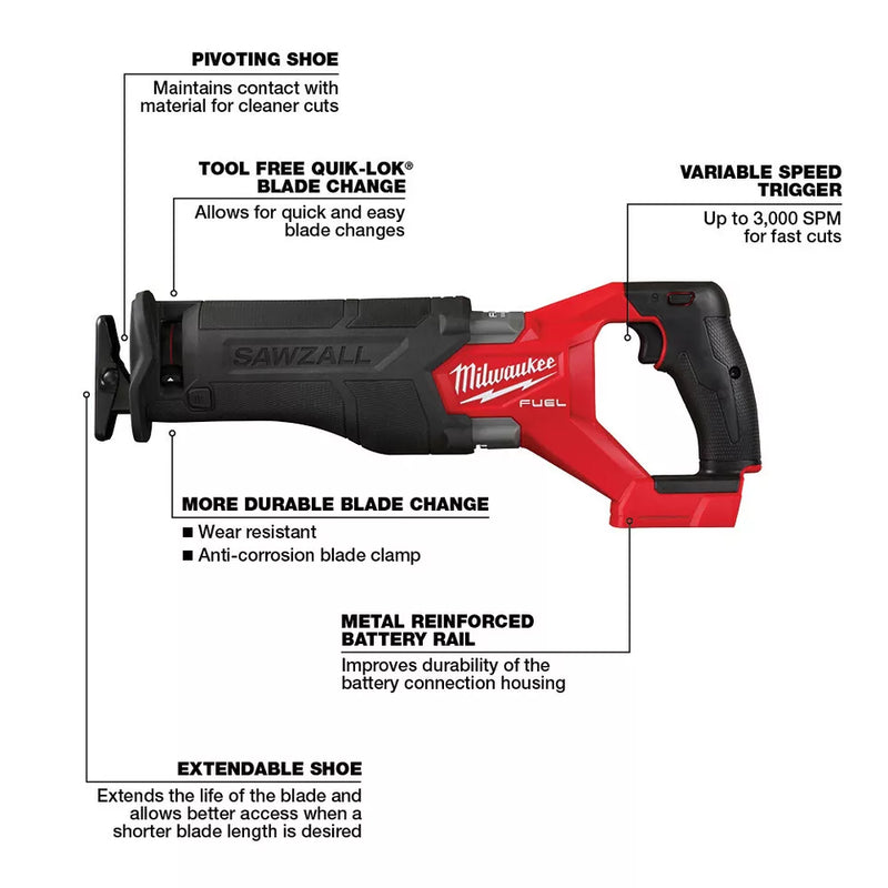 Load image into Gallery viewer, Milwaukee 2821-20 M18 FUEL 18V SAWZALL Li-Ion Reciprocating Saw + 8ah Battery
