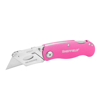 Sheffield 12346 Lock Back Utility Knife (4 Pack) with 10 Replacement Blades