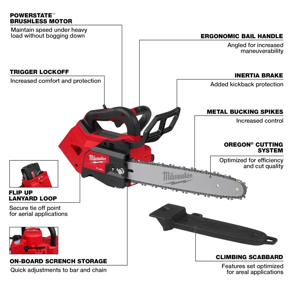 Milwaukee 2826-20T M18 Fuel 18 Volt 14' Top Handle Chainsaw + 8ah Forge Battery