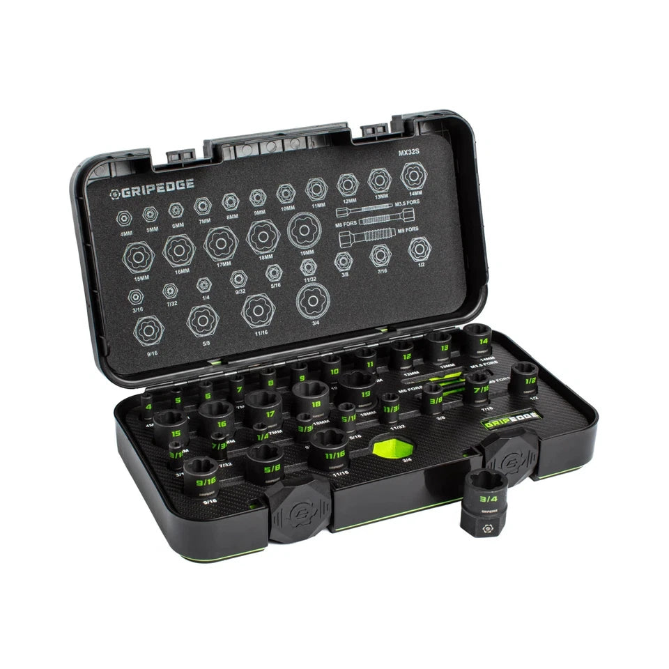 GripEdge MX32S 32 Piece Master Socket Extractor Set + G-FORS Extractor Set 14pc