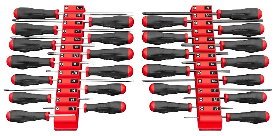 Ernst 5613M Screwdriver Pro 26 Tool Magnetic Storage Organizer Red