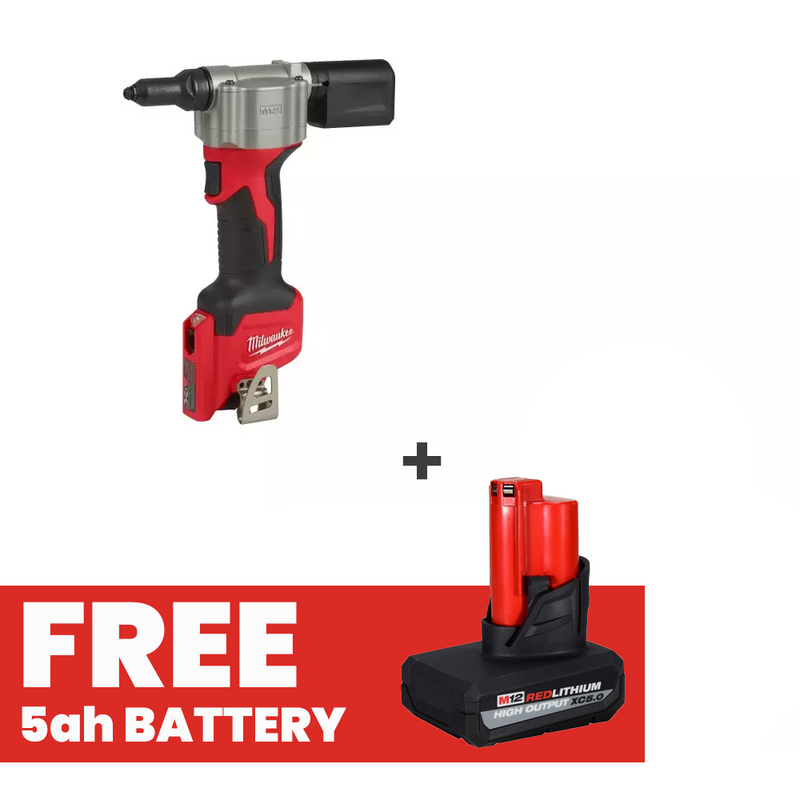 Load image into Gallery viewer, Milwaukee 2550-20 M12 12-Volt Lithium-Ion Cordless Rivet Tool + 5ah Battery
