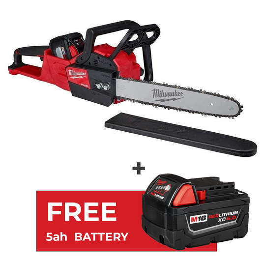 Milwaukee 2727-20 M18 FUEL 16 in. 18V Lithium-Ion Brushless Battery Chainsaw + Free 5.0 Battery