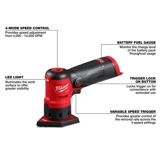 Milwaukee 2531-20 M12 FUEL Orbital Detail Sander Bare Tool