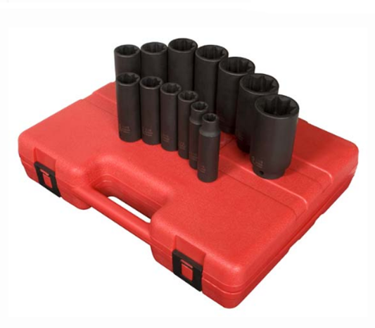 Sunex 2858 1/2" Dr. Deep 8-Pt SAE Impact Socket Set 13-Piece