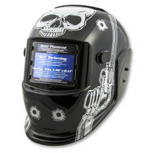 Titan 41282 Wide-View Solar Powered Auto Darkening Welding Helmet SKULL PISTOL